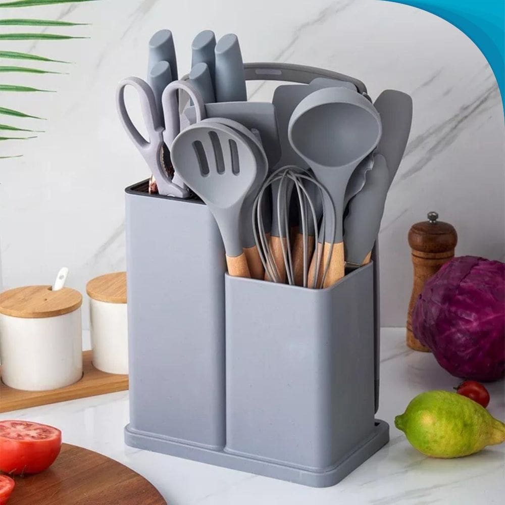 Utensílio De Cozinha Completo Com Faca  19 Peças Premium