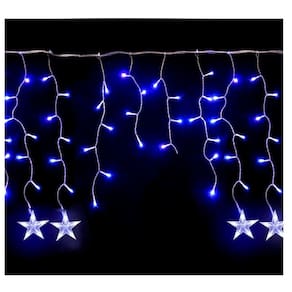 Pisca Cascata Cordão De Luz Estrela Led Azul 6 Metros 220v
