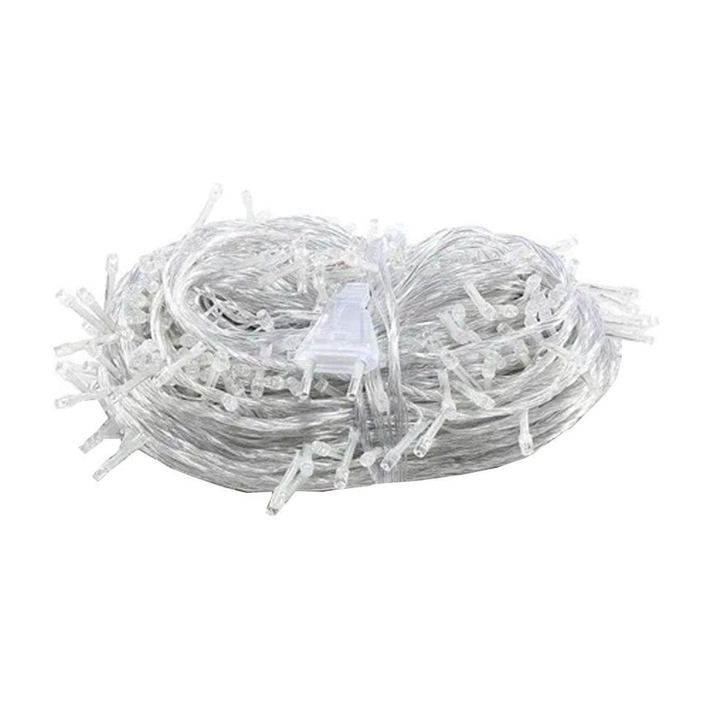 Pisca De Natal 100 Leds Luz Branca 8 Funções Fio Transparente 9,2M 220V