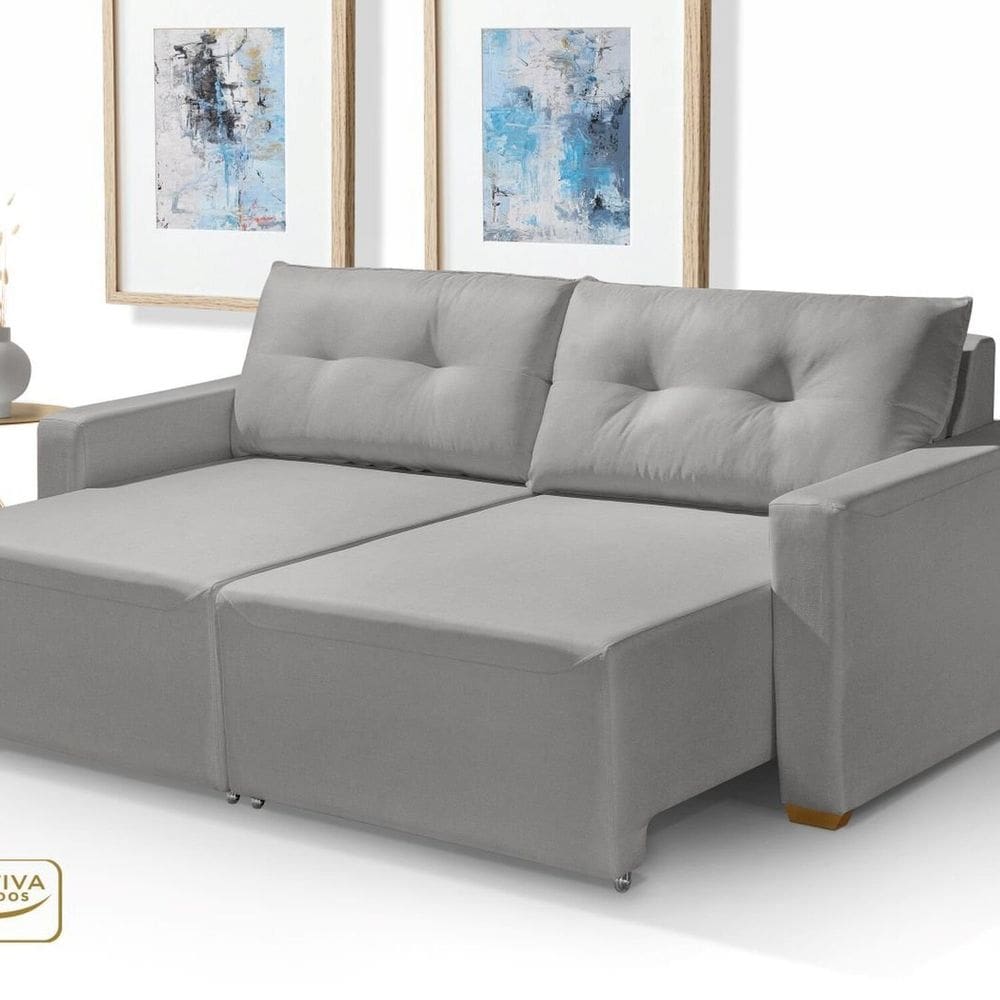 Sofá para Sala de Estar Palermo Linho - 178 Cm Cinza Claro