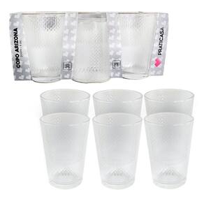 Kit 6 Copos De Vidro 200Ml Arizona Transparente