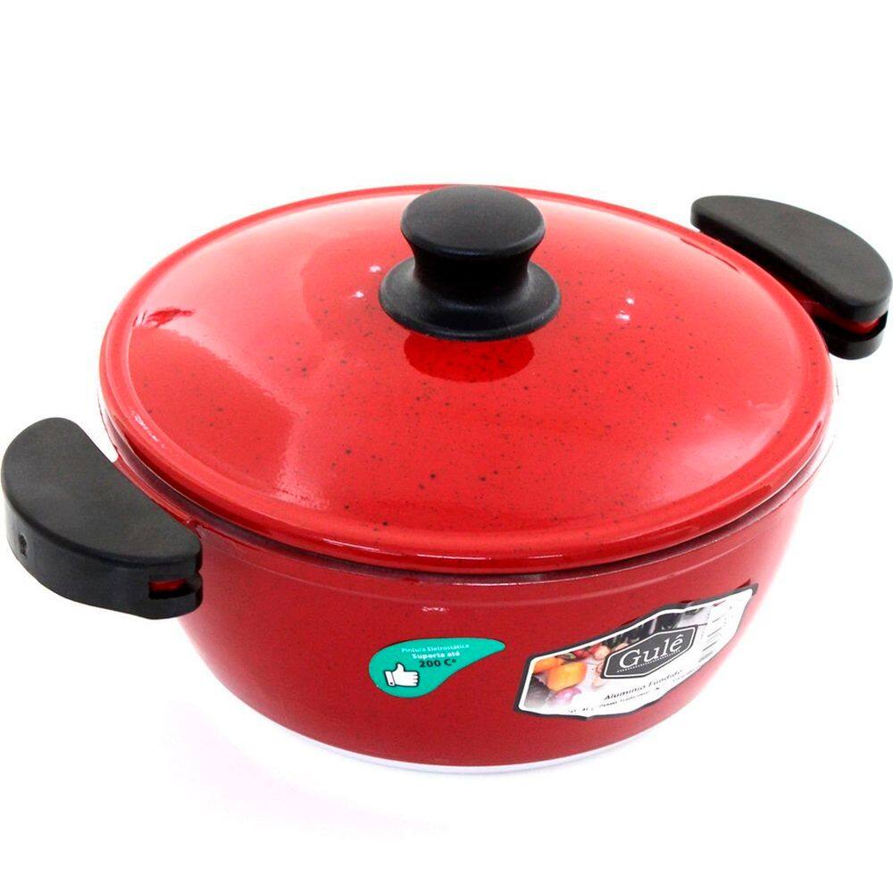 Panela 20cm Vermelho Resistente Gulê Em Alumínio 1,75 Litros