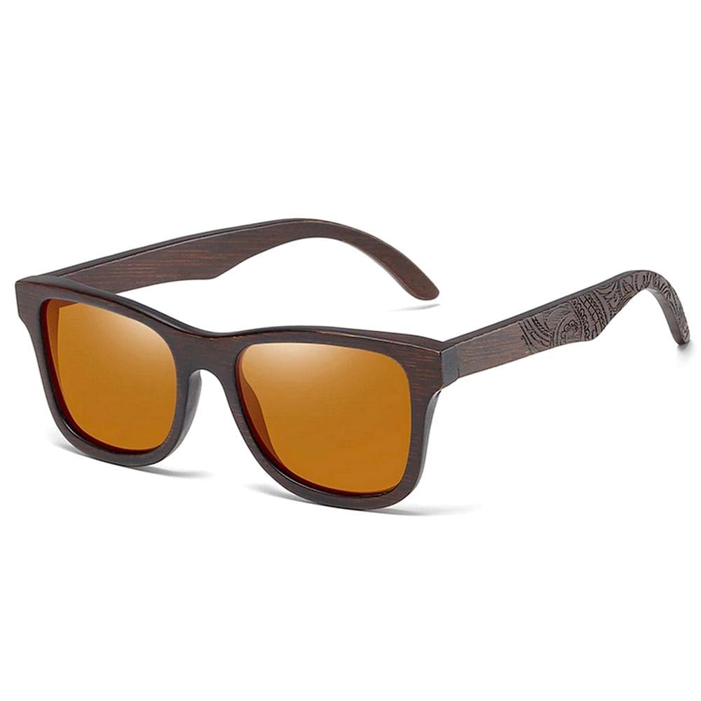 Óculos de Sol Quadrado Artesanal Hastes de Madeira EZREAL Lentes Polarizada com Proteção uv400