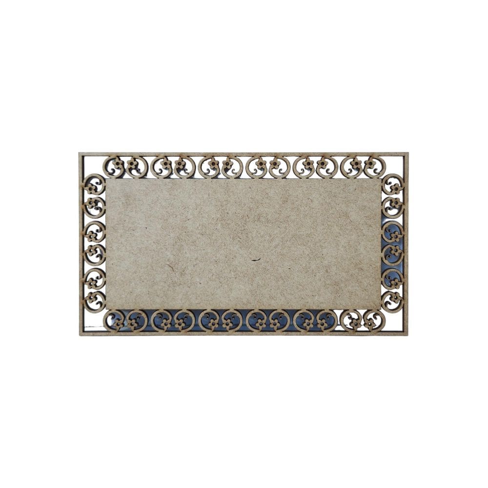 Placa Mdf Cru Artesanato Design Quadrado Florido 35Cm