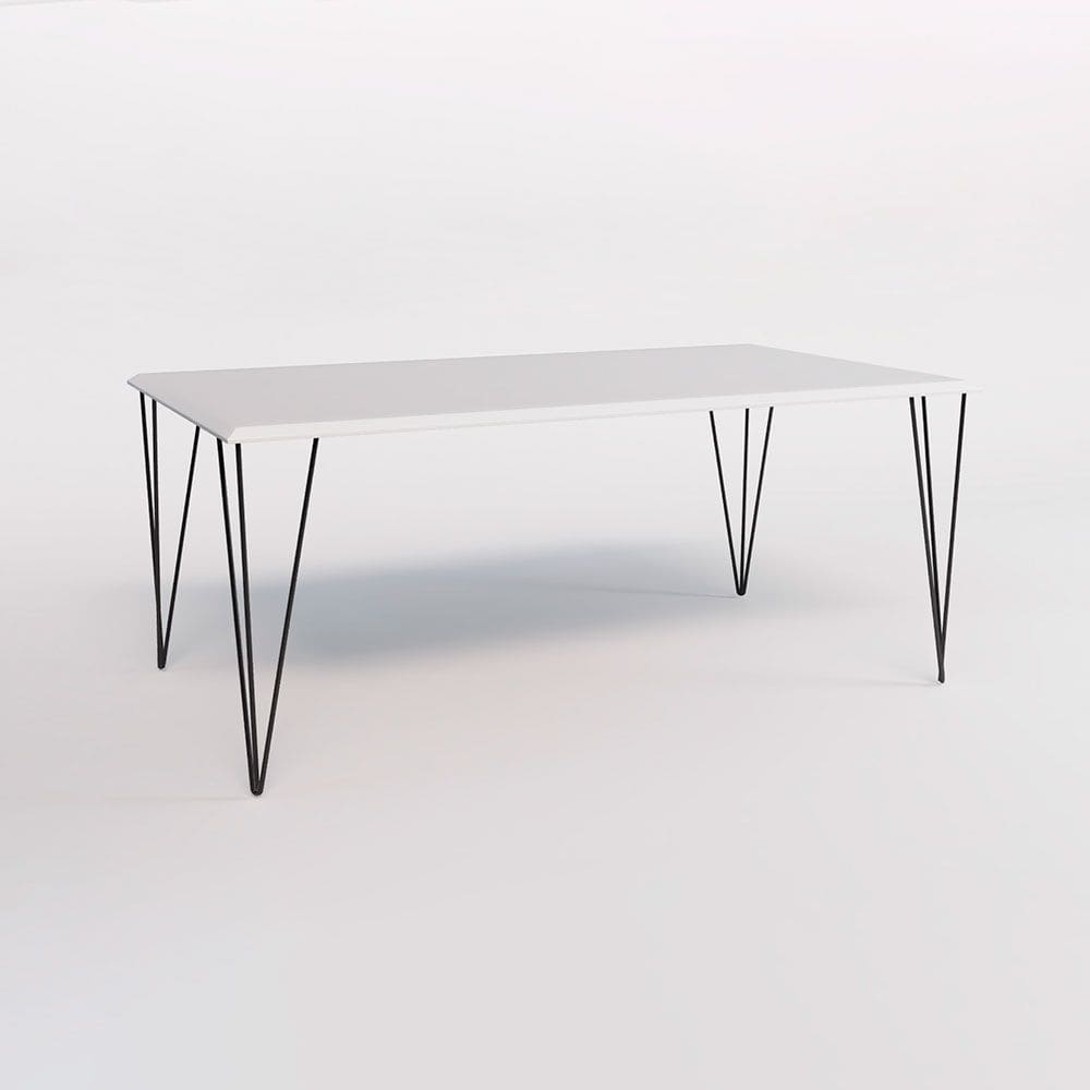 Mesa Elen Tampo Retangular 140 X 80 Cm De Madeira Branco New Green