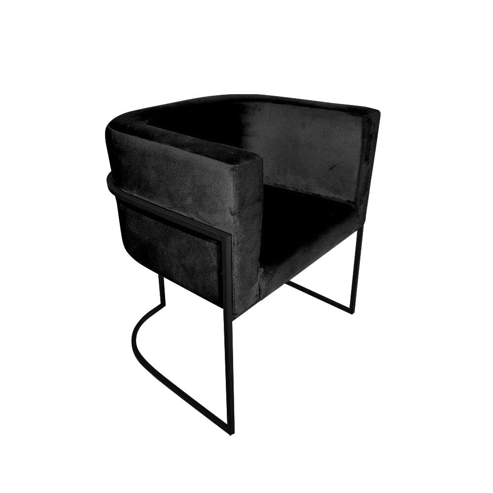 Cadeira de Jantar Premium Base de Ferro Preta Veludo Preto
