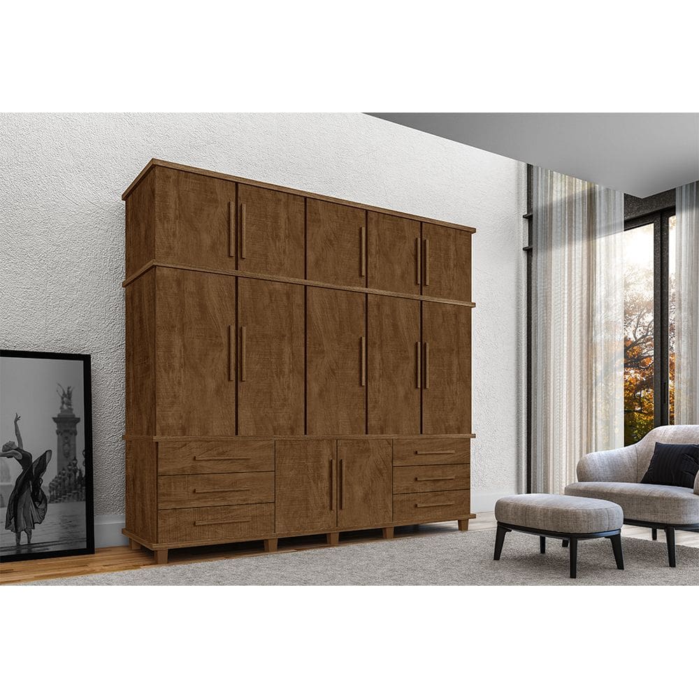 Guarda Roupa Londres 5 Portas 6 Gavetas com Sapateira Malbec