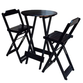Conjunto de Mesa Bistrô de Madeira com 2 Cadeiras Dobravel Ideal para Bar e Restaurante Tabaco