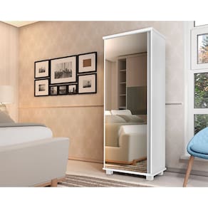 Armario Multiuso Londres 1 Porta com Espelho Branco