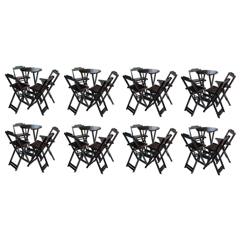 Kit 8 Jogos de Mesa Bistrô de Madeira com 4 Cadeiras Dobravel Ideal para Bar e Restaurante Tabaco