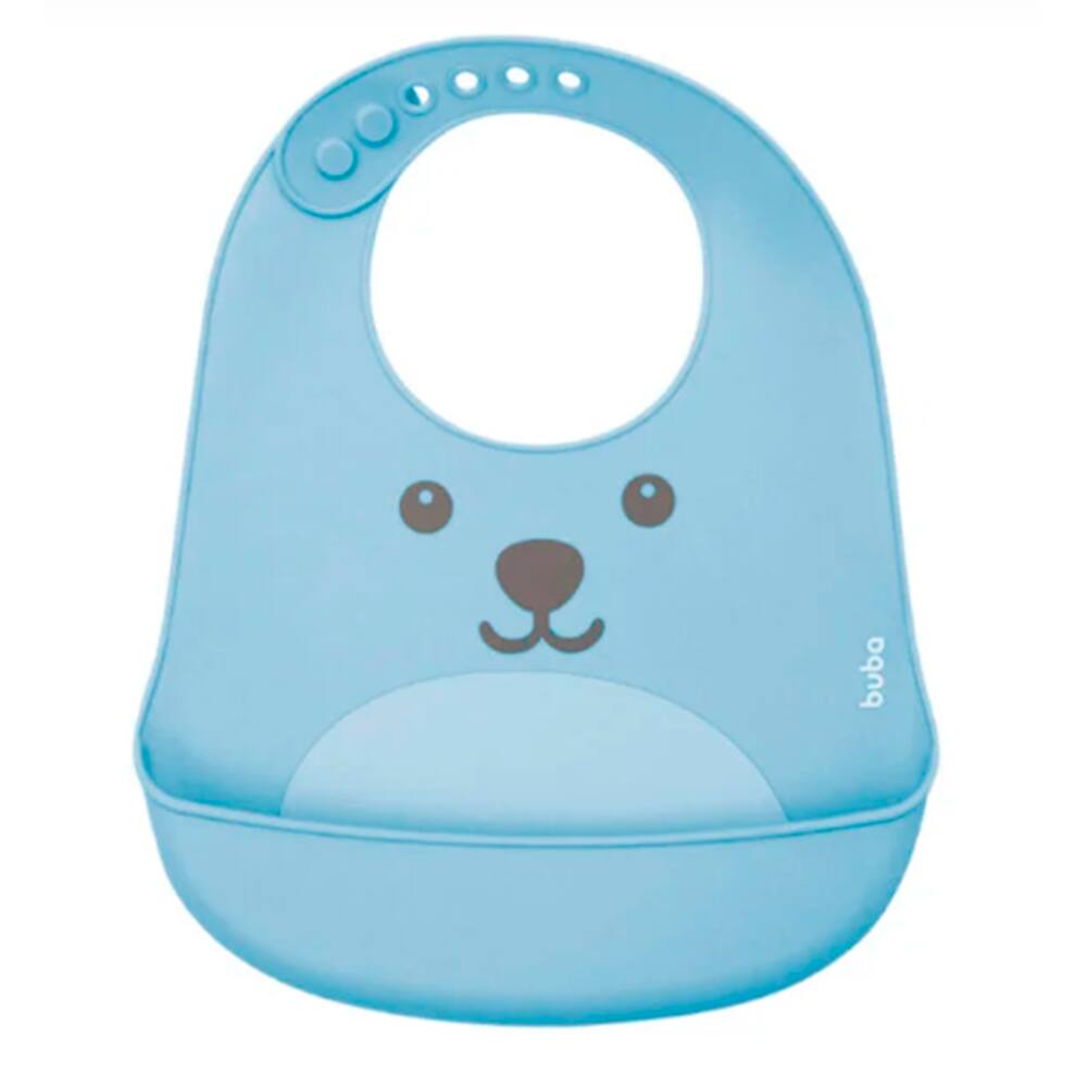 Babador de Silicone com Pega Migalhas Gumy Azul - Buba