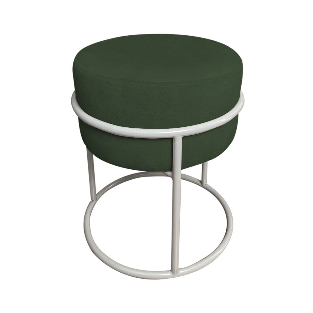 Puff Luma Suede Verde com Base de Aço Cinza