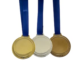 15 Medalhas de Aço 6cm Ouro Prata Bronze Centro Liso Esporte