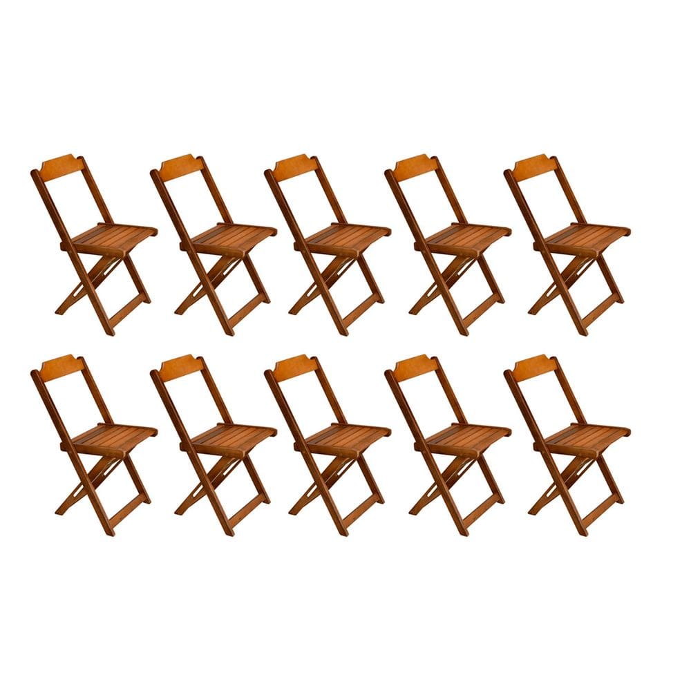 Kit 10 Cadeiras de Madeira Dobravel Castranho