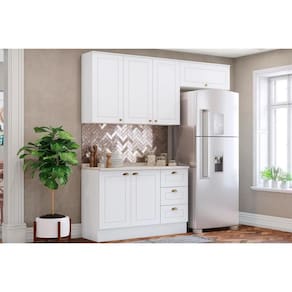 Kit de Cozinha Modulada 4 Peças Americana (2 Aéreos. 1 Balcão, 1 Complemento) Branco - Henn