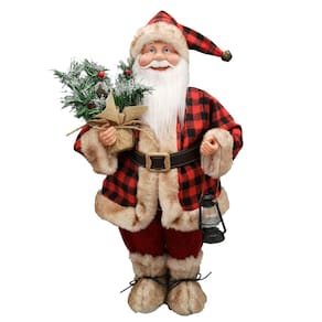 Papai Noel Médio Vermelho Xadrez/Country Natal 50Cm