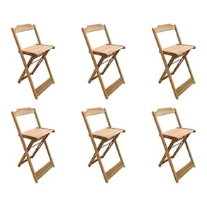 Kit 6 Banquetas Bistrô Dobravél para Bar - sem Pintura / Crua
