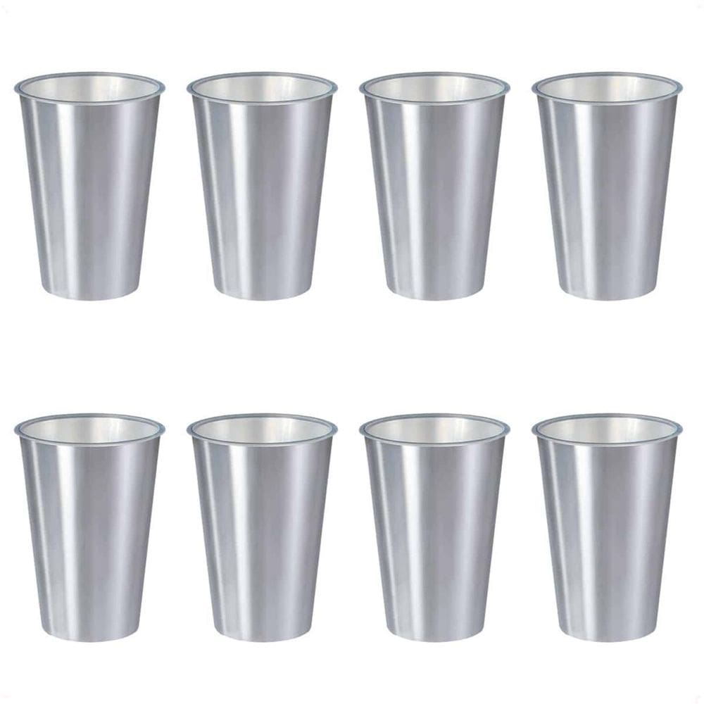 Kit 8 Copos 500 Ml Label Inox 14X8,5Cm Leve Prático Multiuso