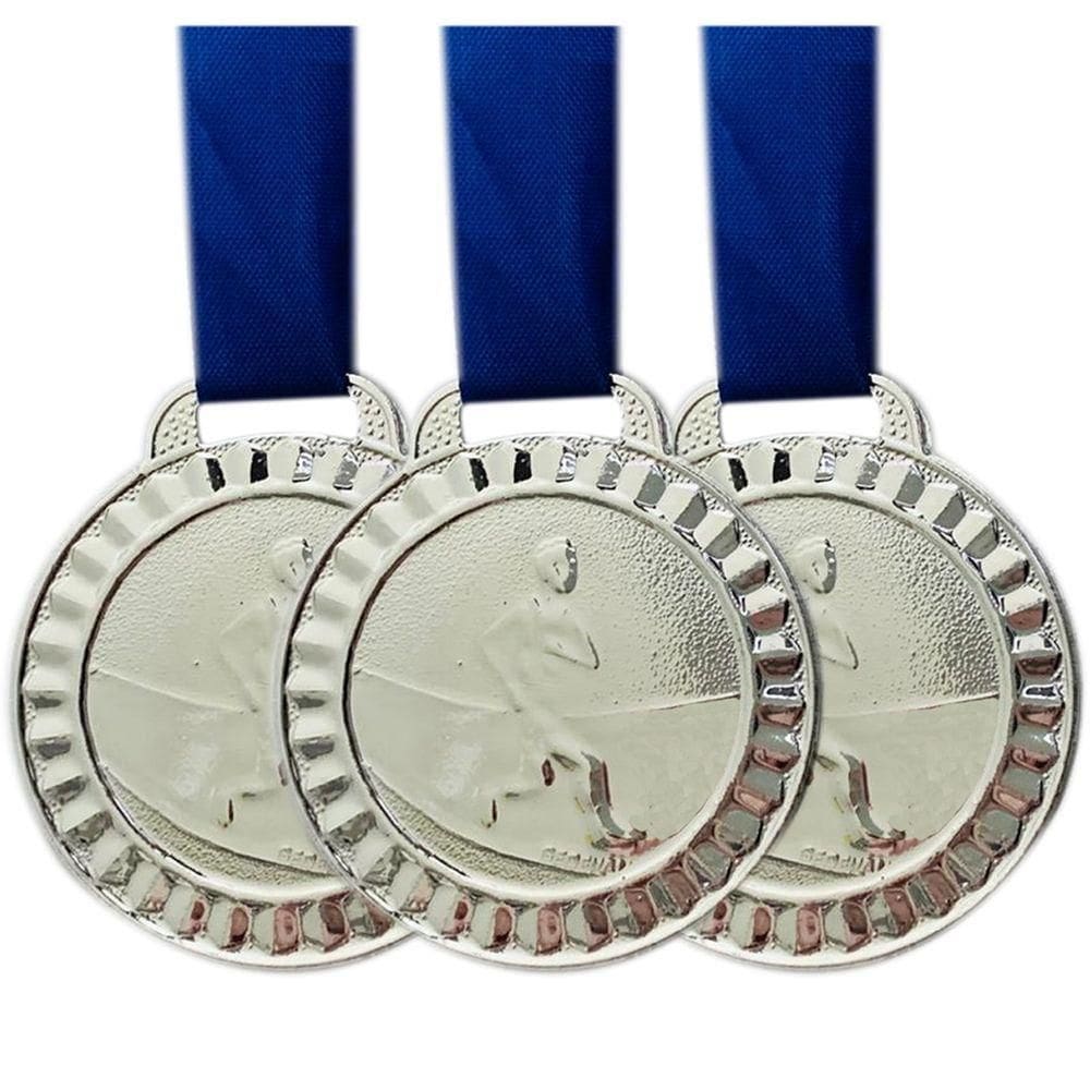 Kit 10 Medalhas Para Campeonato De Corrida Evento 4,5cm prata