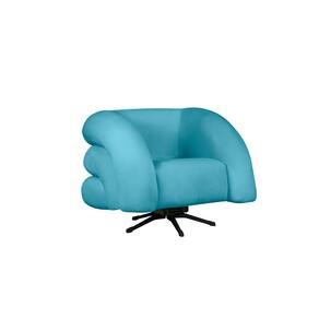 Poltrona Decorativa Giratória Micheli Veludo Azul Turquesa - Montanaris Decor