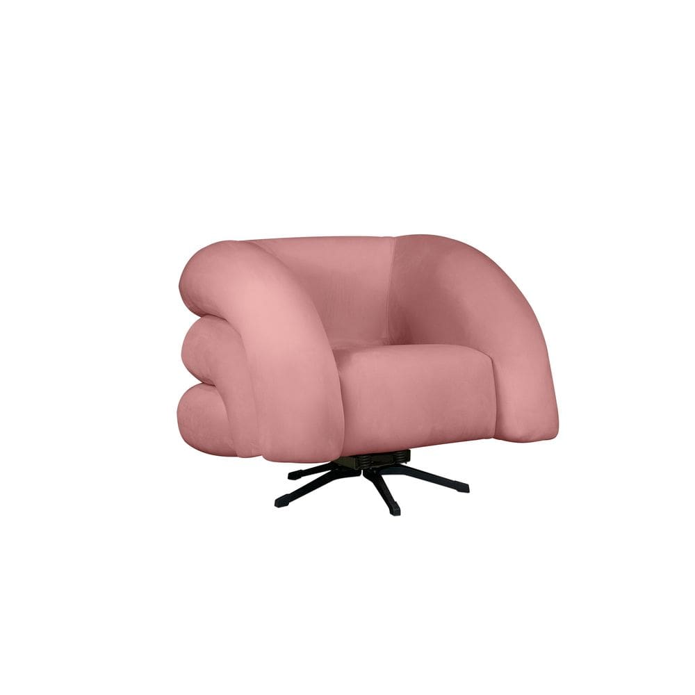 Poltrona Decorativa Giratória Micheli Veludo Rosa - Montanaris Decor