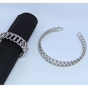 Kit Conjunto Colar Choker Feminino e Pulseira Elos Rígido Geométrico vazado Folheado Ouro Luxo Dourado e Prata Tendência
