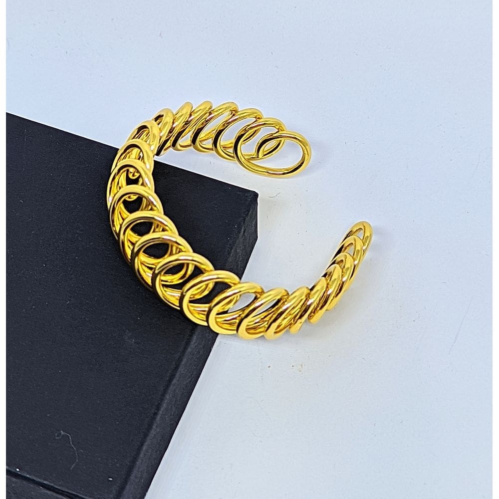 Pulseira Feminina Bracelete encaixe elos Geométricos circulares vazado Folheado a Ouro Dourado e Prata Luxo Tendência