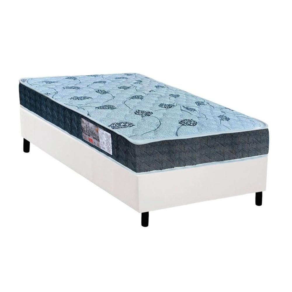 Cama Box Solteiro: Colchão Espuma D45 Orthoflex /EP Anatômico Cecina + Base CRC Suede  White(88x188)