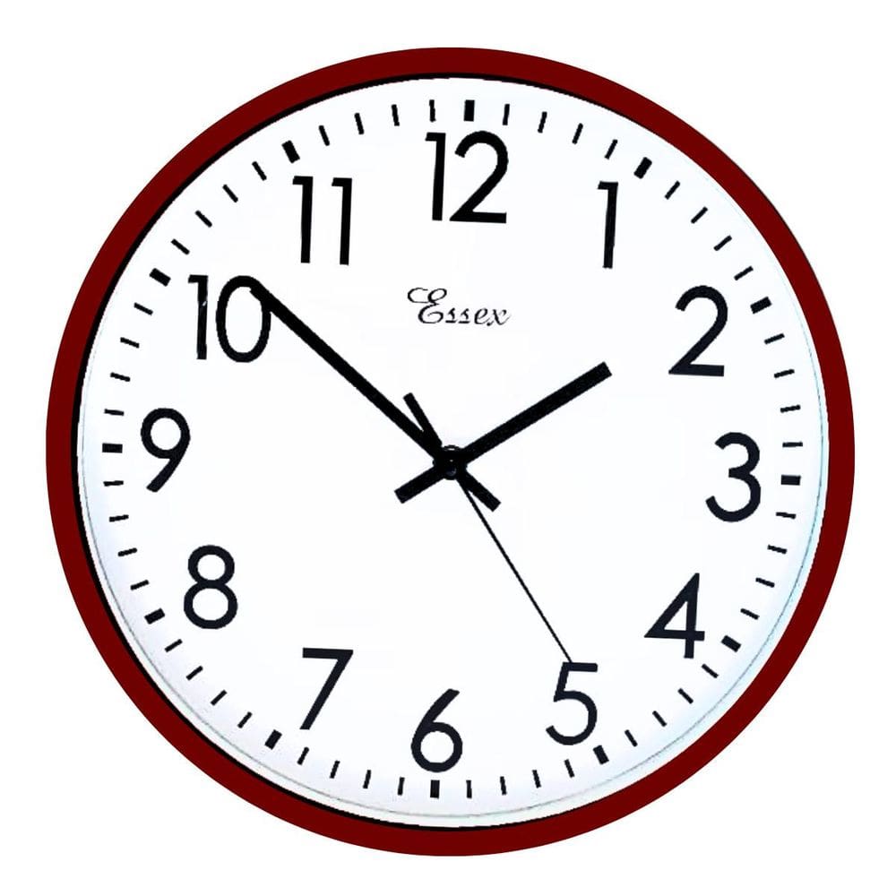 Relógio de Parede Decorativo Cozinha Sala Redondo Essex 30 cm Silencioso Vermelho CA3868