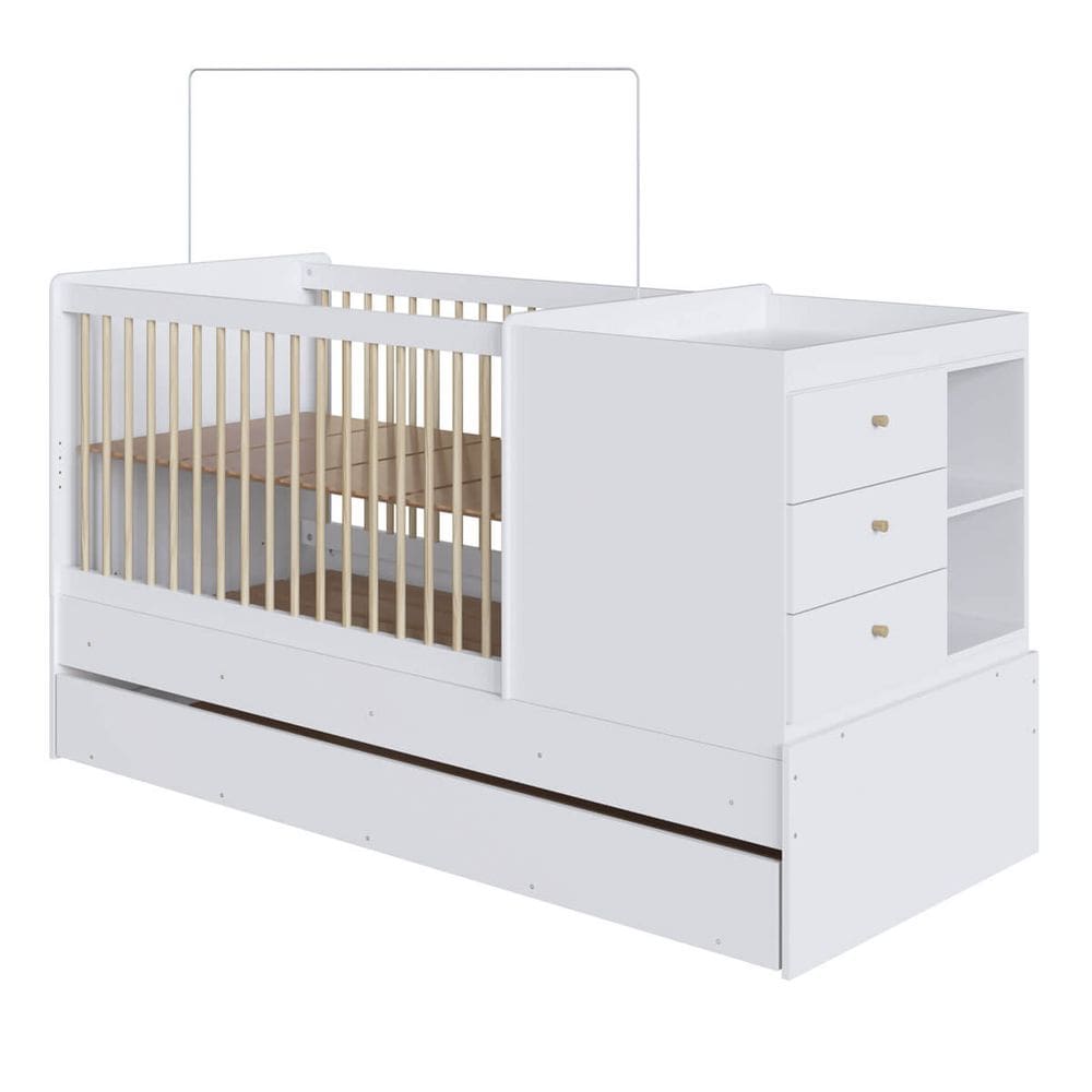 Berço Cama Multifuncional com Auxiliar Branco