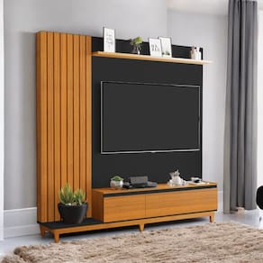 Painel TV Grande 65 Polegadas Ripado Jakarta Luapa Moveis