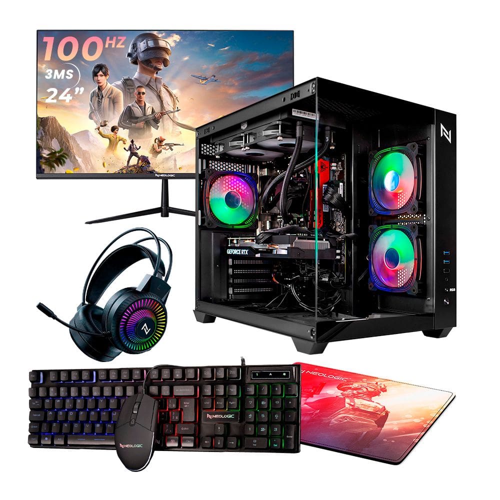 PC GAMER COMPLETO RYZEN 5 5600GT, 16GB 3200MHZ (RADEON VEGA 7), SSD 480GB, 500W 80 PLUS, MONITOR 24" 100HZ - NLI87594
