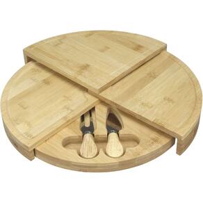 Jg 3Pç P/ Queijo Home&Co Com Tabua De Cortar Multinivel Bambu Natural