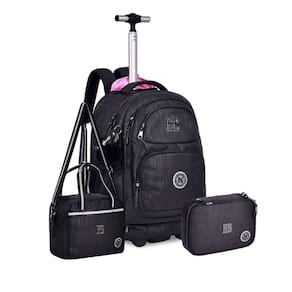 Kit Mochila Rodinhas Rebecca Bonbon Lancheira Estojo - Preto