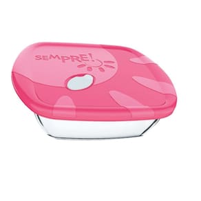 Assadeira De Vidro Com Tampa Quadrada 1,5Lt Média 03Uni