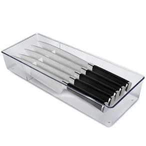 Organizador De Gavetas Transparente Para 5 Facas 34X11X5Cm