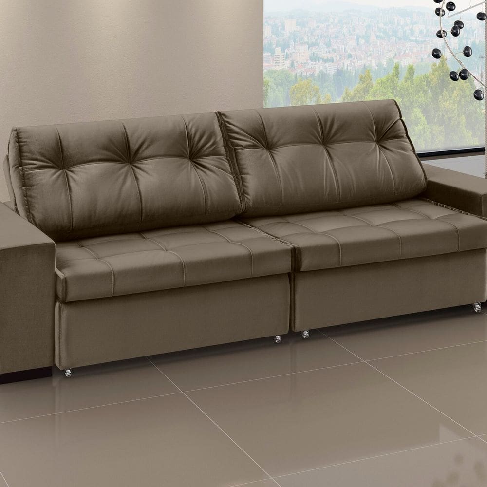 Sofá Orion - Retrátil / Reclinável 280 Cm Veludo Marrom
