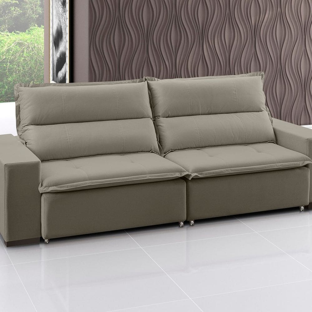 Sofá Supreme - Retrátil / Reclinável 280 Cm Veludo Castor