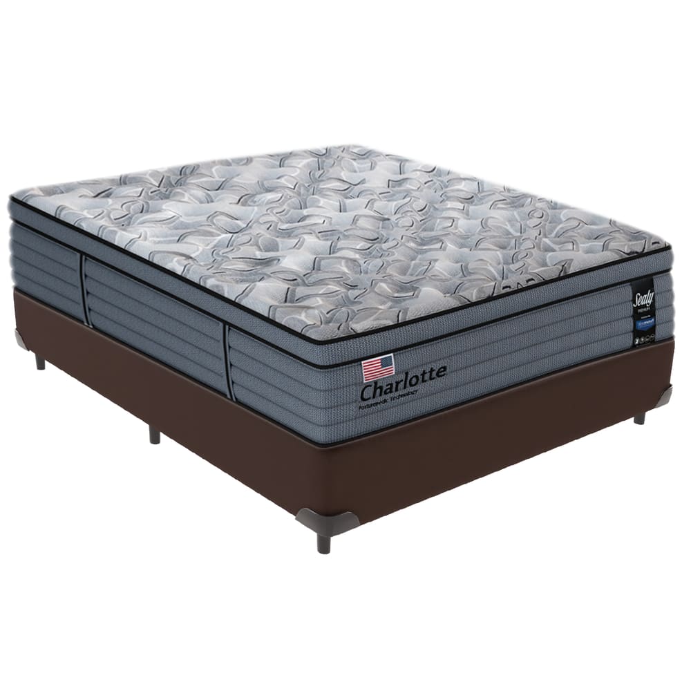 Cama Box Marrom e Colchão Casal Charlotte Molas Sealy