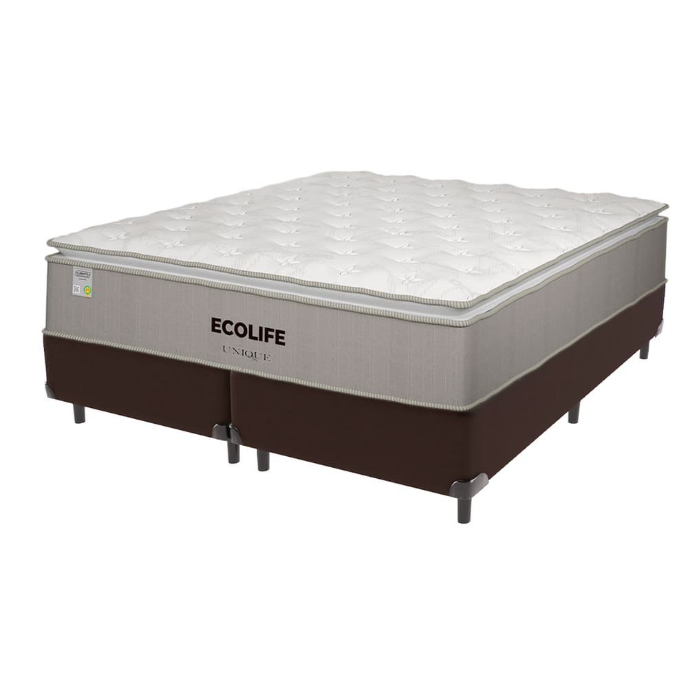 Cama Box Marrom Colchão King Ecolife Molas Ensacadas Unique