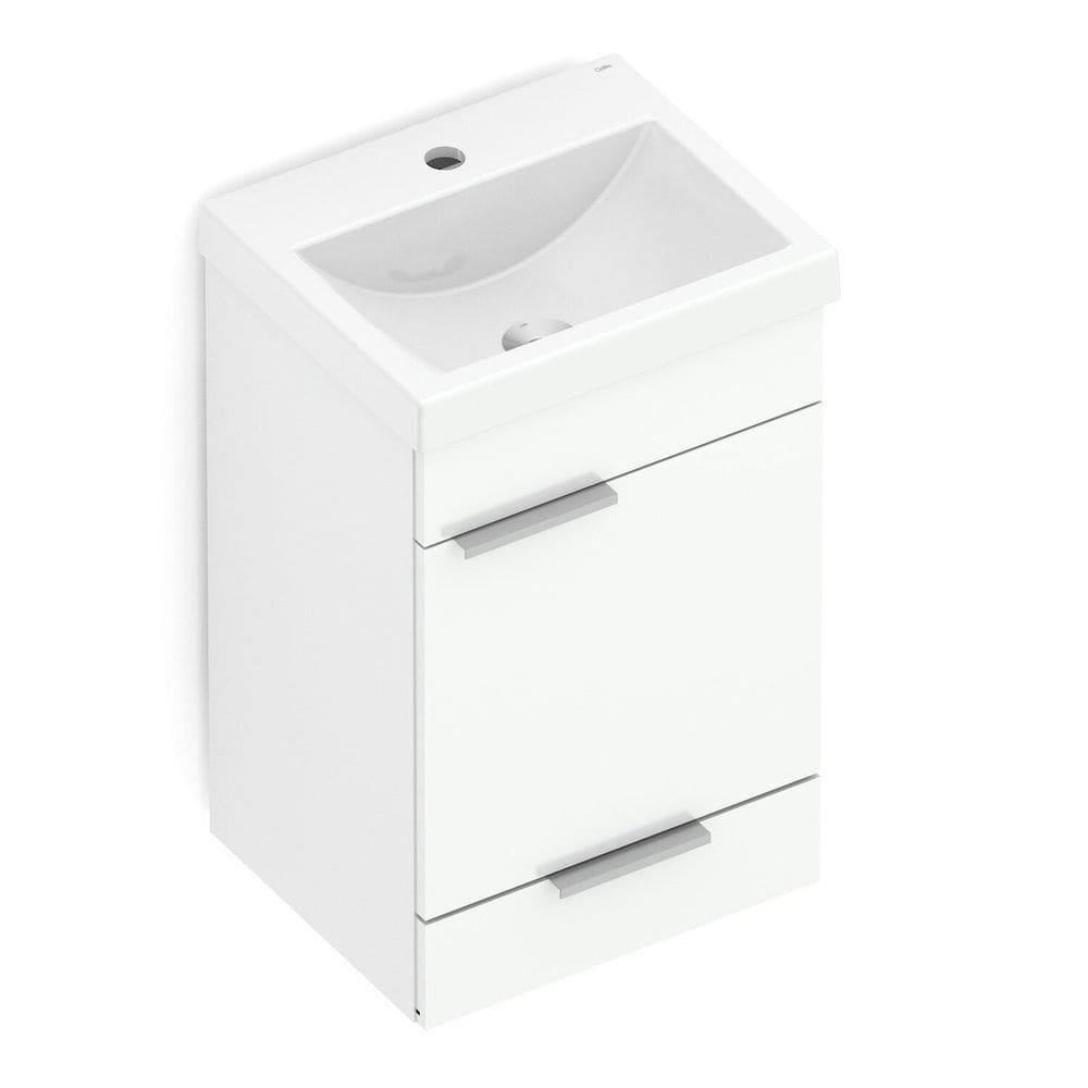 Kit Gabinete Like 1 Porta e 1 Gaveta 41x34 com Espelho Branco
