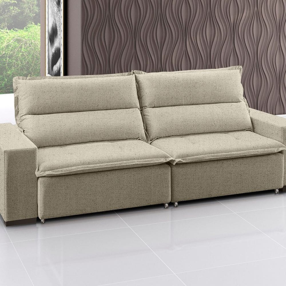 Sofá Supreme - Retrátil / Reclinável 260 Cm Veludo Marfim