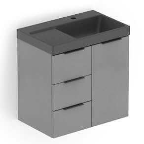 Kit Arenal Gabinete Gaveta e Porta 60x38 Plata com Cuba Prata