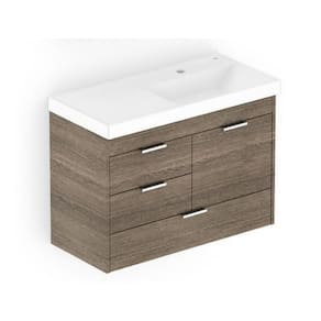 Kit Gabinete com 3 Gavetas e 1 Porta 80x36 Lavatório Integrado e Espelho Net Wengue