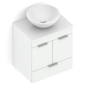 Kit Gabinete Basic com 2 Portas 50x38 com Cuba de Apoio R1 Branco