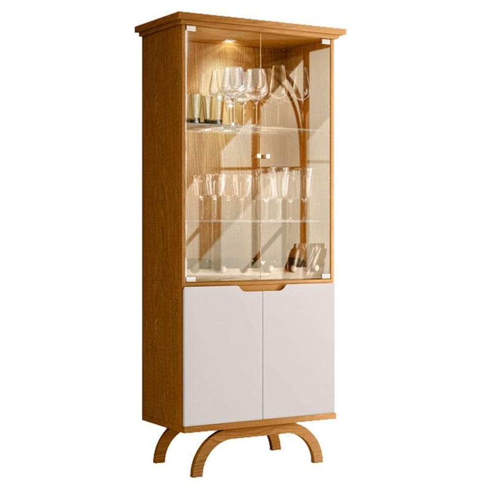 Cristaleira Vicenza com Aparador Buffet Isis 2 Portas e Espelho Isadora Ype Off White – New Ceval