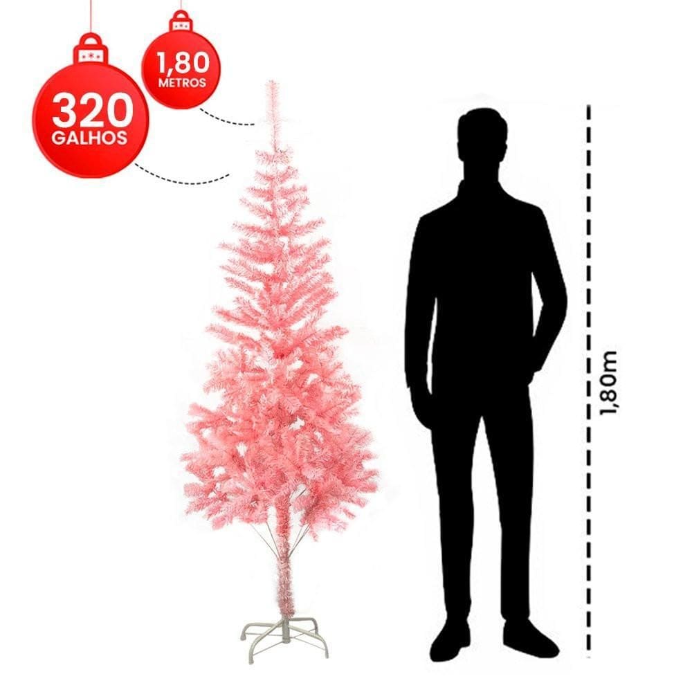 Arvore De Natal Rosa Com 1,80 Metros E 320 Galhos