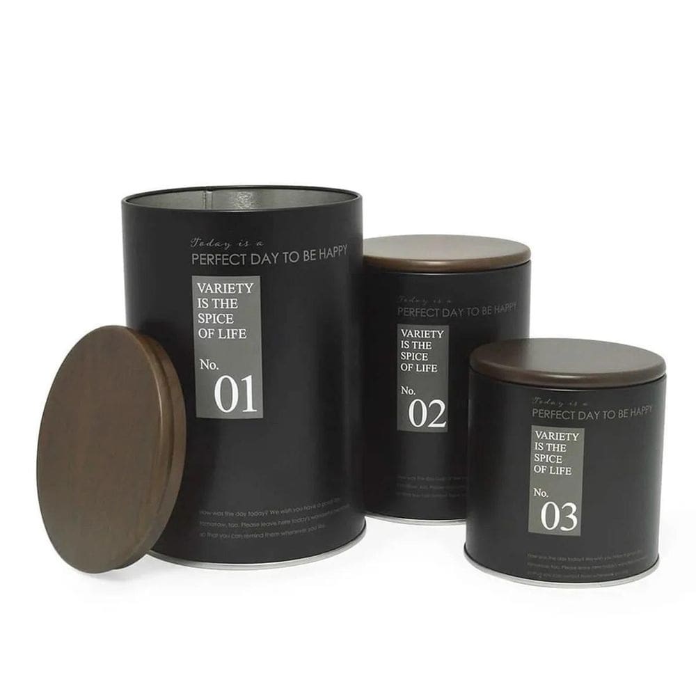 Jogo Conjunto 3 Latas Potes Porta Condimentos Metal - Marrom