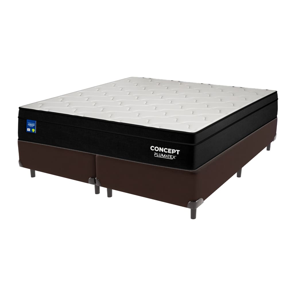 Cama Box Marrom e Colchão Queen Concept Molas Plumatex