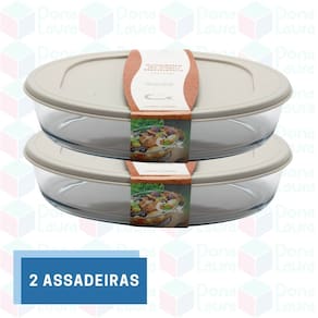 2UNI Travessa Oval Vidro Temperado 3L Forno Grande Resistente